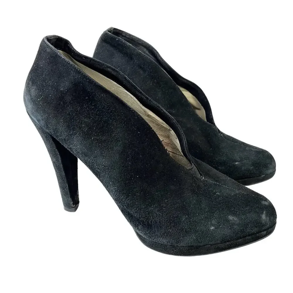 MICHAEL KORS Genuine Leather High Heels Suede Solid Black Pumps Shoes sz 10